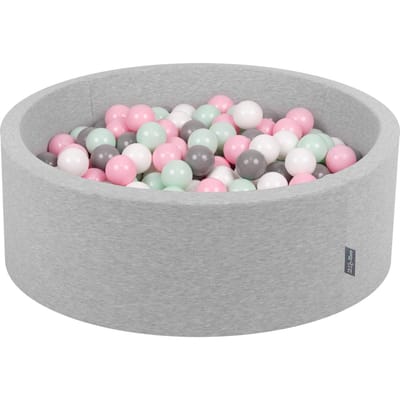 KiddyMoon ballenbad 90x30cm - 200 ballen ballenbad met kleurrijke ballen voor baby's kinderen rond - lichtgrijs:wit grijs mint poederroze