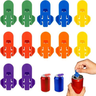 12 stuks eenvoudige kunststof openers, keukengerei, handmatige blikopener, draagbaar gereedschap, draagbare drankblikjes topopeners voor cola's, bier