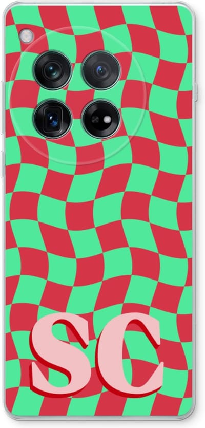 Gepersonaliseerd - Case Company® - Hoesje geschikt voor OnePlus 12r hoesje - Grid Monogram - Soft Cover Telefoonhoesje - Bescherming aan alle Kanten en Schermrand