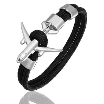 Bedel Heren vliegtuig Anker Armband voor Vrouwen Lucht Overleving Vliegtuig Ketting Vriendschapsarmbanden femme Koppelsieraden homme Cadeau Nieuw 19cm gray