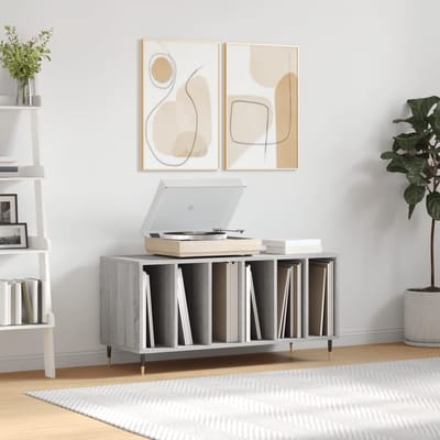 vidaXL - Platenkast - 100x38x48 - cm - bewerkt - hout - grijs - sonoma - eikenkleurig