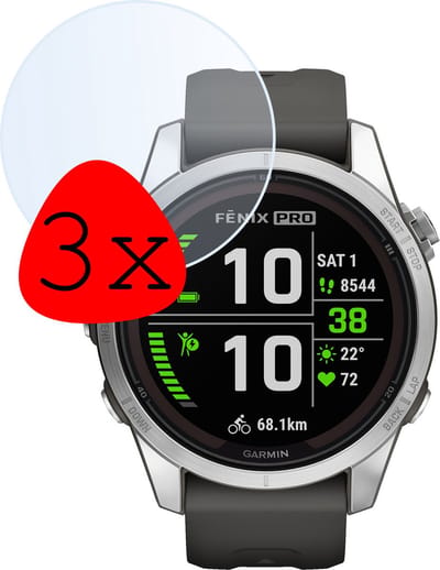 Screenprotector - 3 Stuks Geschikt voor Garmin Fenix 7S Pro - Extra Sterk - Tempered Glass - Gehard Glas - Beschermglas Screen Cover - Bescherm Protector voor Smartwatch