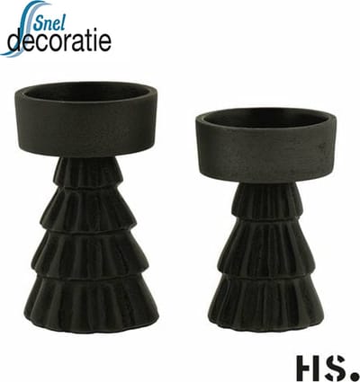 T-Lightholder Cupar - set van 2 - Black Afmeting: 5x5x8 cm (LxWxH)