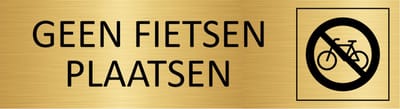 CombiCraft deurbordje Geen fietsen plaatsen in goud met tape - 165 x 45 mm