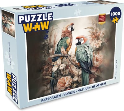 Puzzel Papegaaien - Vogels - Natuur - Bloemen - Legpuzzel - Puzzel 1000 stukjes volwassenen