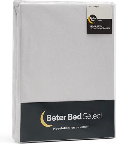 Beter Bed Select Jersey Hoeslaken Topper - 140 x 200/210/220 cm - 100% Katoen - Matrasbeschermer - Matrashoes - Lichtgrijs