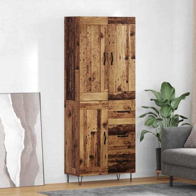 vidaXL - Highboard - Oud - Hout - 69,5 - x - 34 - x - 180 - cm - Bewerkt - hout