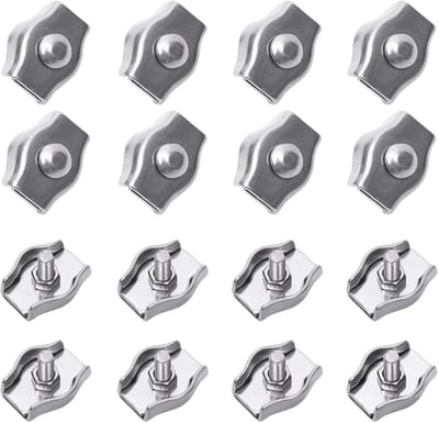 Dailygoods- Kabelklemmen Roestvrij Staal 304 - Zelfklevende Bevestigingsklemmen - Rigging Bevestigingselementen - Voor Waslijn/Banners - Duurzaam/Robuust - 8 x 15 mm - Bevestigingsklem