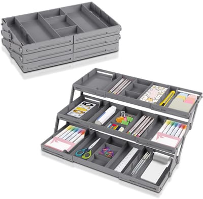 Unyqoos® Verstelbare en Opvouwbare Lade-Organizer voor Bureau en Keukenopslag