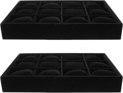 Sieraden Organizer Set - Ladenbak Bakken - Sieraden Opbergen - Stapelbaar Ontwerp - 2 Stuks - Zwart