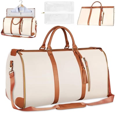 Sac de Voyage Plijbare, Sac Voyage Cabine, Sac de Sport Femme Etanche, Grande Reis tas, Sac Weekend Femme, Draagbare Duffle tas, Koffer Suspende 2 in 1, Sac de Vetement Plijbare Voyage (wit)
