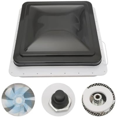 Universeel Dakkap voor Caravans met Ventilator en Zonwering - 42 x 42 cm