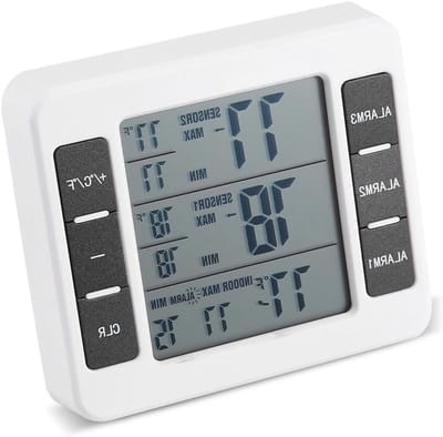 Draadloze Wifi Thermometer met Geluidsalarm en 2 Sensoren voor Koelkast en Vriezer - Min/Max Weergave en Temperatuurmonitoring