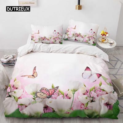 Bloemen Dekbedovertrek Set Microvezel Rode Roos Beddengoed Set King Size Bloemenprint voor Valentijnsdag Moederdag Zachte Dekbedovertrek EU single(135x200cm)