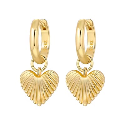 Oorbellen - hartje - hoops - dames - gold plated