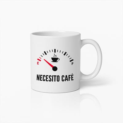 Grappige Koffiemok – "Necesito Café" Brandstofmeter Ontwerp – Perfect Cadeau voor Koffieliefhebbers en Cafeïnefans