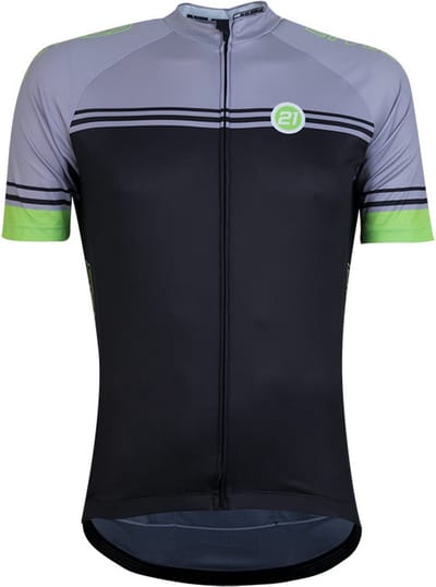 21Virages fietsshirt korte mouwen Don Zwart Grijs Fluo groen - S