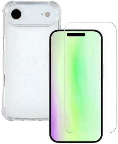 Shockproof Hoesje Geschikt voor: iPhone 17 Air - Anti -Shock Silicone - Transparant + 1x Screenprotector