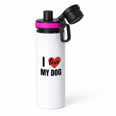Hacebo® - I love my dog waterfles met draaidop roze - Honden - honden liefhebbers - verjaardagscadeau - kado - gift - geschenk - water fles - 850ML