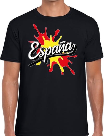 España/Spanje landen t-shirt spetter zwart voor heren - supporter/landen kleding Spanje S