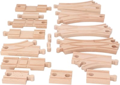 Houten Treinbaan Speelgoed - DIY Montage Set - Kinderen Spelen - Stimuleert Creativiteit - 22 x 18 x 4 cm