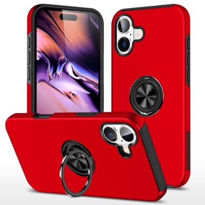 Telefoonhoesje Met Vingerring & Magneet voor Telefoohouders - Hoesje Geschikt voor: Samsung Galaxy A06 - Rood