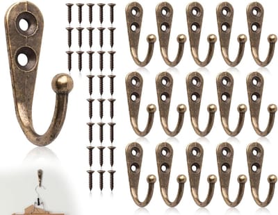 Mini Kledinghaken Set van 15 Stuks, Vintage Haakjes voor Jassen, Sleutels en Handdoeken, Ideaal voor Wandmontage en Tuin Gebruik