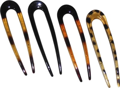 Haarpinnen U-vorm lichtbruin-zwart-donkerbruin- lichtbruin luipaardprint set van 4 stuks. - lengte 13 cm / breedte 3,5 cm