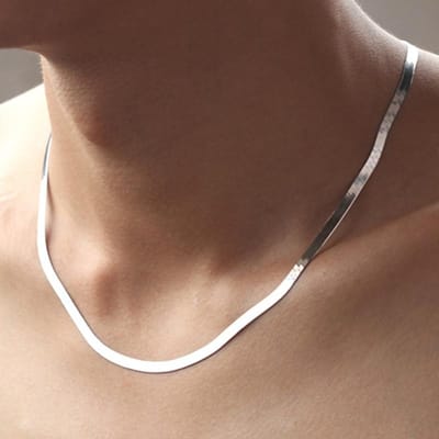 925 Zilveren Ketting 4MM Snake Chain Mannen & Vrouwen Paar Sterling Zilveren Sieraden Blade Chain 45cm brown