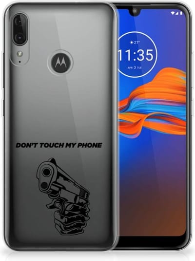 Motorola Moto E6 Plus Silicone-hoesje Gun Don't Touch My Phone