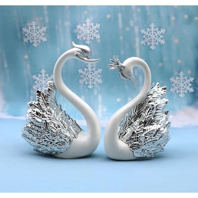 2 stuks Zwanenmodel Schattige Figuurjes Verzamelingen Schattige Auto-interieur Taartdecoratie voor Liefdesthema Decoratie Luxe Woondecoratie 2pcs gray