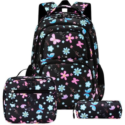 3 Stuks/Set rugzakken met bloemenprint voor kinderen Leuke schooltas voor tienermeisjes Waterdichte schooltassen Met lunchtas Etui