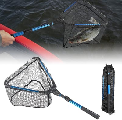 Dailygoods- Schepnet met telescoopstanggreep - Visschepnet - Telescopisch schepnet - Uittrekbaar tot 90 cm - Aluminium - Ideaal voor vijvers