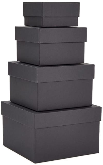 Dailygoody - Nestdozen - Ruimtebesparend - Zwart - Decoratieve geschenkdozen - Voor elke gelegenheid - Set van 4 maten