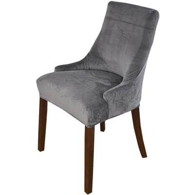 Fluwelen Getuft Wingback Stoelhoes Slipcovers ,Stretch Pasvorm Eetkamerstoelhoezen ,Herbruikbaar Wasbaar Zachte Spandex Schuine Leunstoel 1 piece donkergrijze kleur