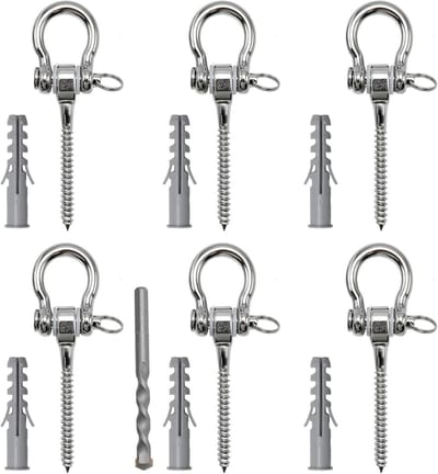 Schommel Schroefhaak - Ophangsysteem Hangmat - Fitness Buiten - 180 Graden Draaibaar - 140 mm - Zilver