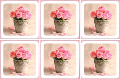 6 Wenskaarten met envelop - Vierkant - Blanco - Bloemen - Gekleurde envelop - 16 x 16 cm