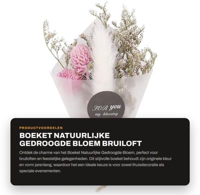 Dailygoods - Boeket Natuurlijke Gedroogde Bloem - Bruiloft Decoratie - Duurzaam en Langdurig - Kleur #3 - Vakantie Feest Decoratie - Geschikt voor Thu...