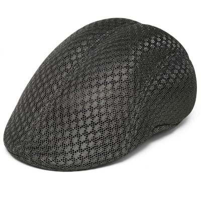 Donkergrijze mesh flat cap heren en dames – ademende retro pet met lichtgewicht design – Koreaanse stijl forward cap met gebogen vorm voor outdoor en dagelijks gebruik