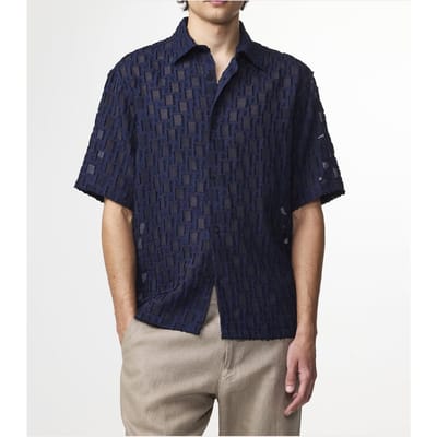 NN.07 Freddy Ss No Pkt 5025 Short Sleeve Navy Blue Size: S | Casual Shirts Outlet | Heren | Blauw