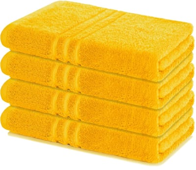 Lavea® Set van 4 handdoeken 70x140 cm – 100% katoen – Zacht en absorberend – Ideaal als badhanddoek, badlaken of handdoek voor dagelijks gebruik – Koolzaadgeel