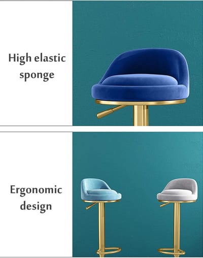 uxe In Hoogte Verstelbare Velvet - Goud - Verstelbare Velvet Barstoel 360° Draaibare - Medahomestore