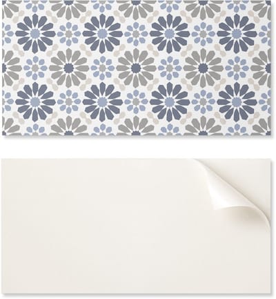 Zelfklevende vinyl wandbekleding met afbeeldingen voor de keuken, 100x50 cm, bloemenpatroon in symmetrie.