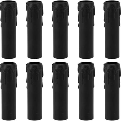 Lot de 10 manchons de protection pour bougies de 4 pouces, en forme de goutte de cire vintage, pour lustre noir
