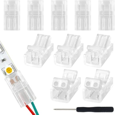 10 stuks 2-pins 8mm LED connectoren voor enkelkleurige SMD 5050/3528 LED strips, waterdicht en niet-waterdicht, eenvoudig te installeren en betrouwbaar