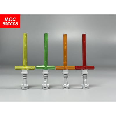 MOC Stenen Schietpistool Mini Blaster Zwaardgreep Staaf Lichtzwaard Blad 21699 30374 64567 Wapens Bouwstenen Gemonteerd Speelgoed gray