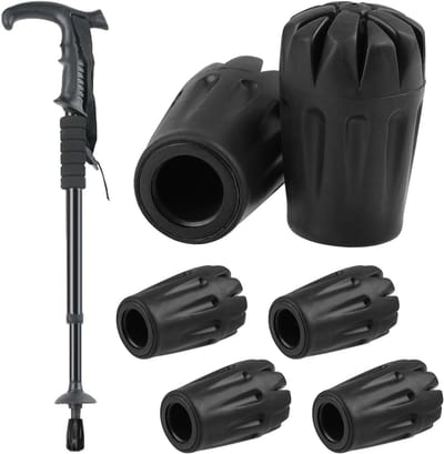 6 Stuks Rubber Pads voor Trekkingstokken - Antislip Tips, Vervangende Ferrules en Beschermers voor Stokken op Asfalt, Rots en Sneeuw