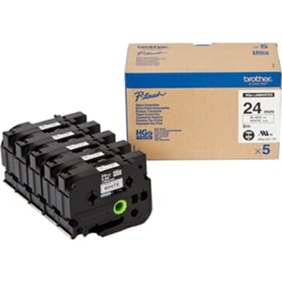 Brother HGe-251V5 hoge resolutie tape zwart op wit 24mm x 8m 5 stuks (origineel)