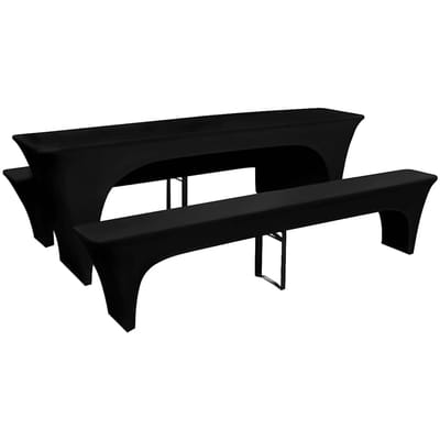 vidaXL - Hoes - voor - biertafel - en - banken - 225x50x80 - cm - stretch - zwart - 3 - st