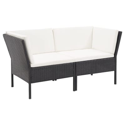 vidaXL - 6-delige - Loungeset - met - kussens - poly - rattan - zwart